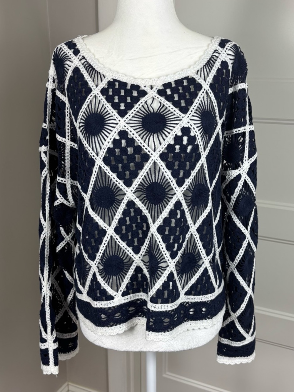 Hazel‎ Boho Granny Square Crochet Blouse Size S/M